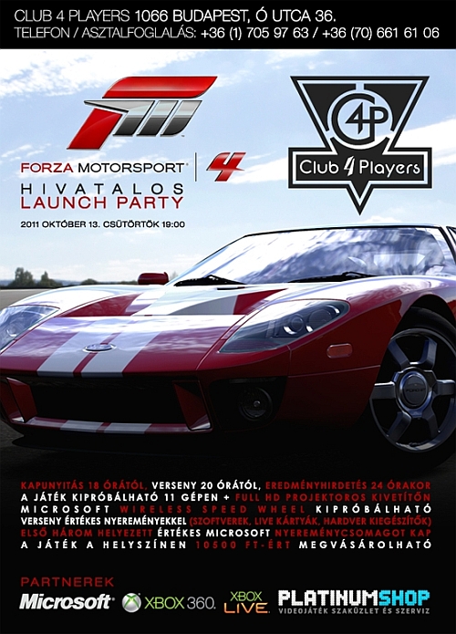 Forza 4 Launch Party a Club 4 Playersben!
