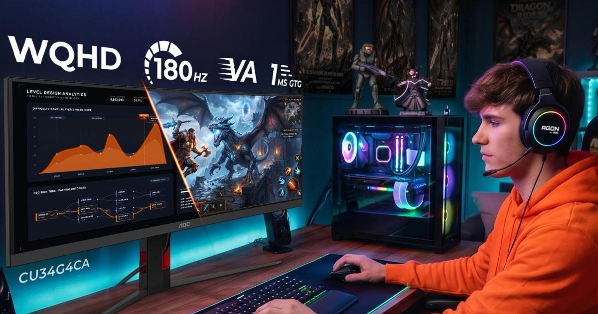 Az AOC GAMING CU34G4CA és CU34G4ZCA magával ragadó játékélményt kínál