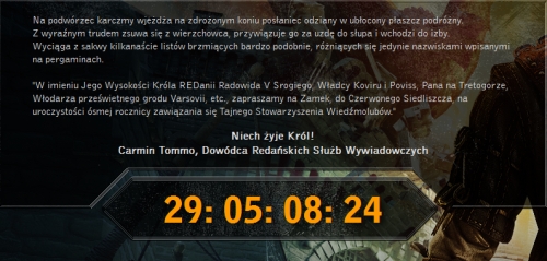 Visszaszámlál a The Witcher 2 weboldala